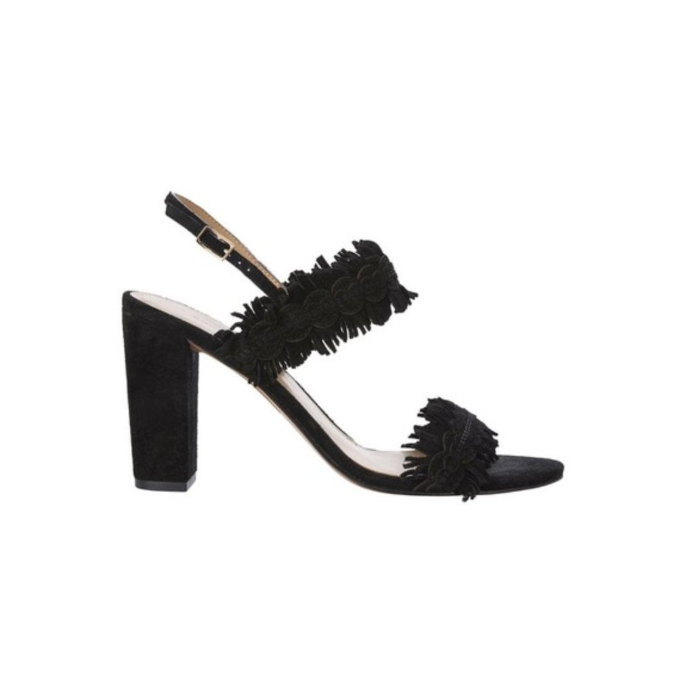 Banana Republic black fringe suede heels